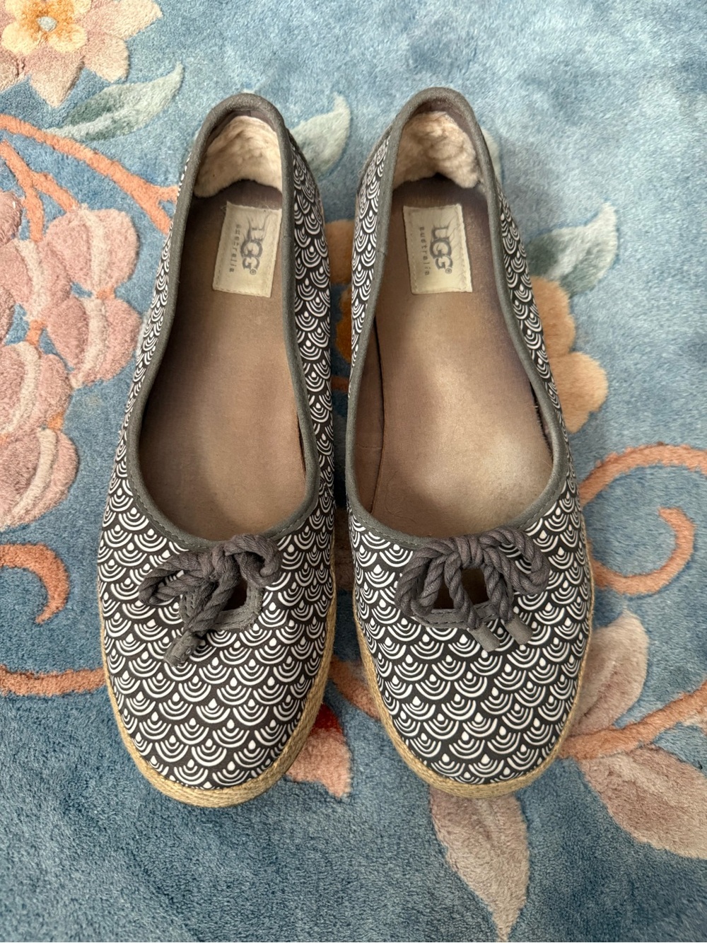 UGG Women's Gray Patterned Slip-On Espadrille Flats